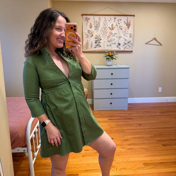 green casual dresses for women Forest Green Flutter Sleeve Mini Dress - Casual Dresses main image 0
